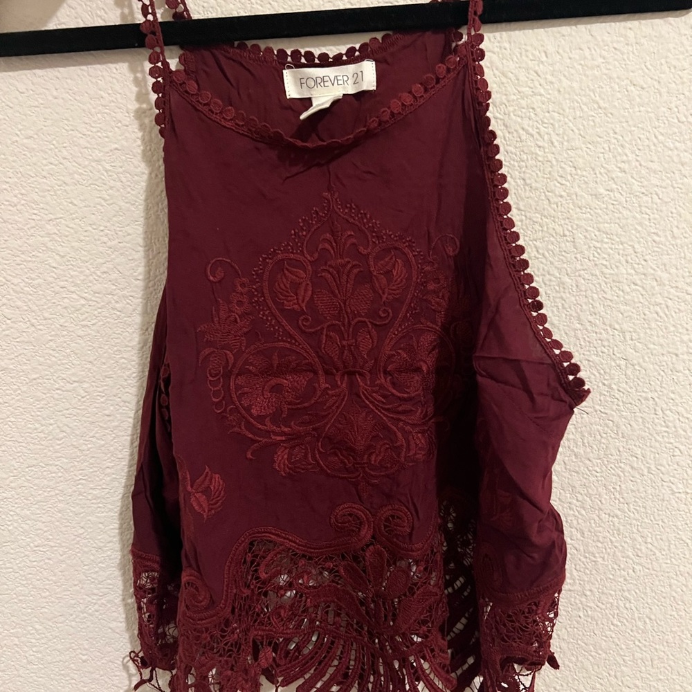 Burgundy Lace Top